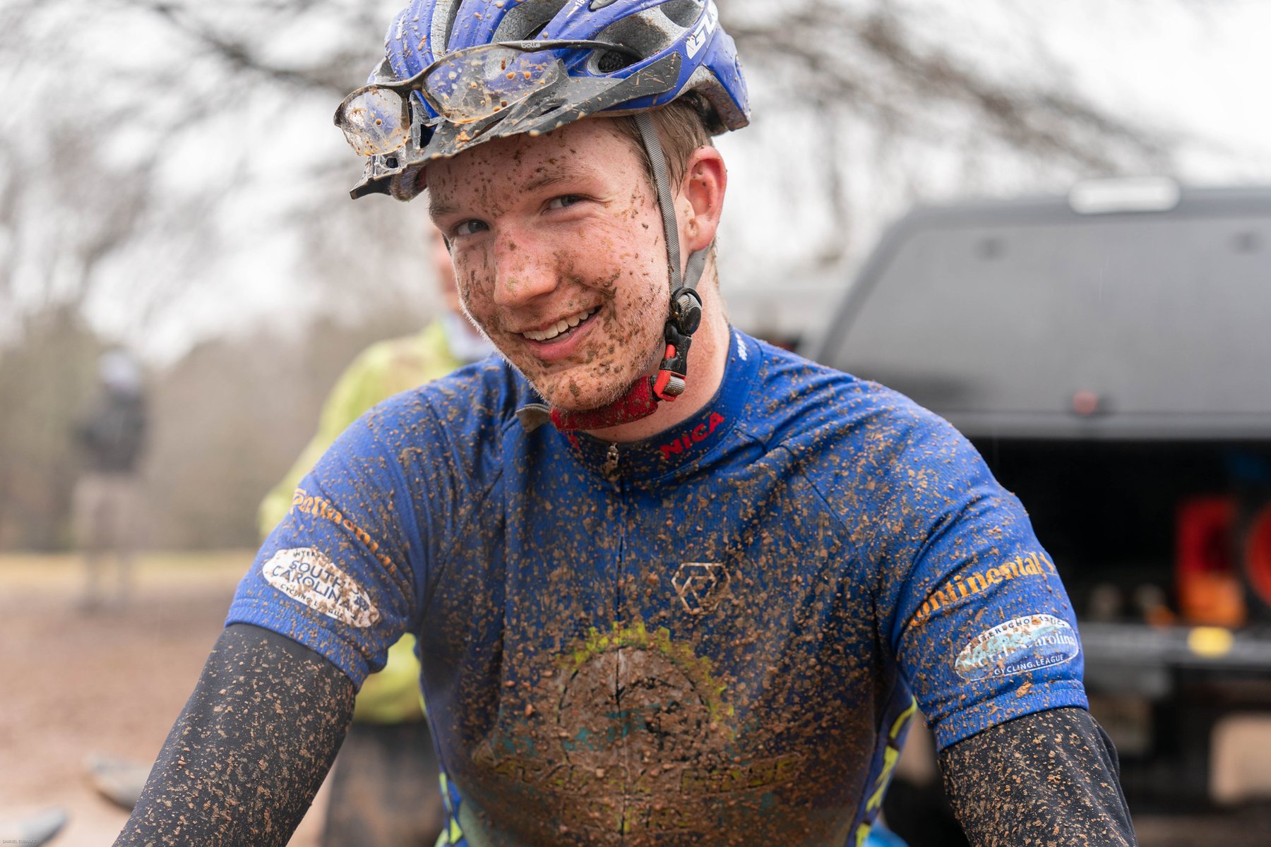 Alex after a muddy Bike to the Future cycling event